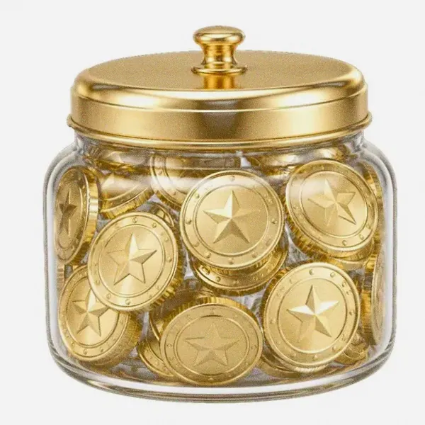 Coin-filled jar — Cosmo