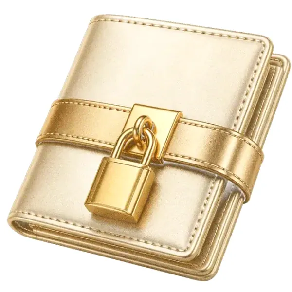 Locked leather wallet — Cosmo