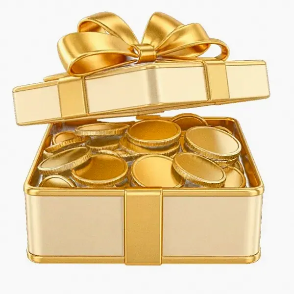 Gift box with coins — Cosmo