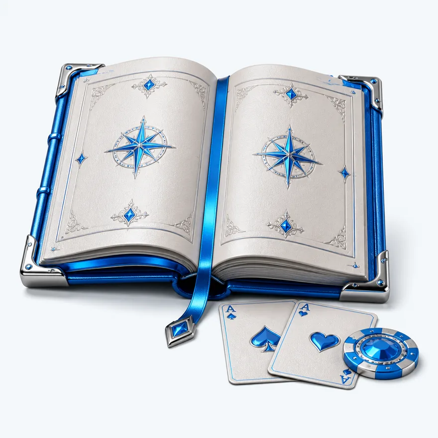 Open rulebook with cards — Cosmo